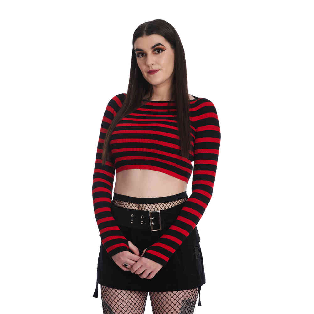 Banned - Frances Striped Gebreide trui - Rood/Zwart